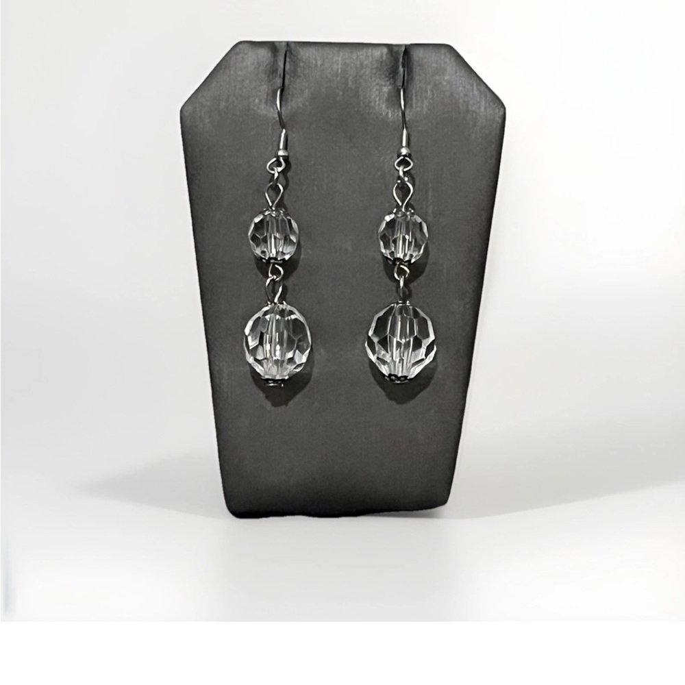 Beaded Crystal Ball Earrings Handmade Lightweight Sparkle Coquette Style